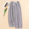 Women's Summer Plaid Wide-Leg Cotton Pajama Pants - Yarn-Dyed, Plus Size, Suitable for Outdoor Wear
