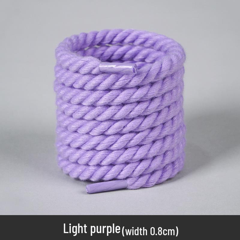 White Polyester Cotton Three-Strand Round Shoelaces - Versatile for Casual or Board Shoes (Pair)