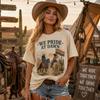 We Pride At Dawn T-shirt, Western Cowgirl LGBTQ Vintage Rainbow T-Shirt