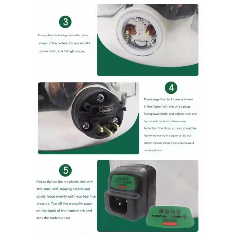 2Pieces 304 Stainless Steel Electric Kettle Heating Tube Set Fast Boiling Anti Dry Safety Design for Water Boilers