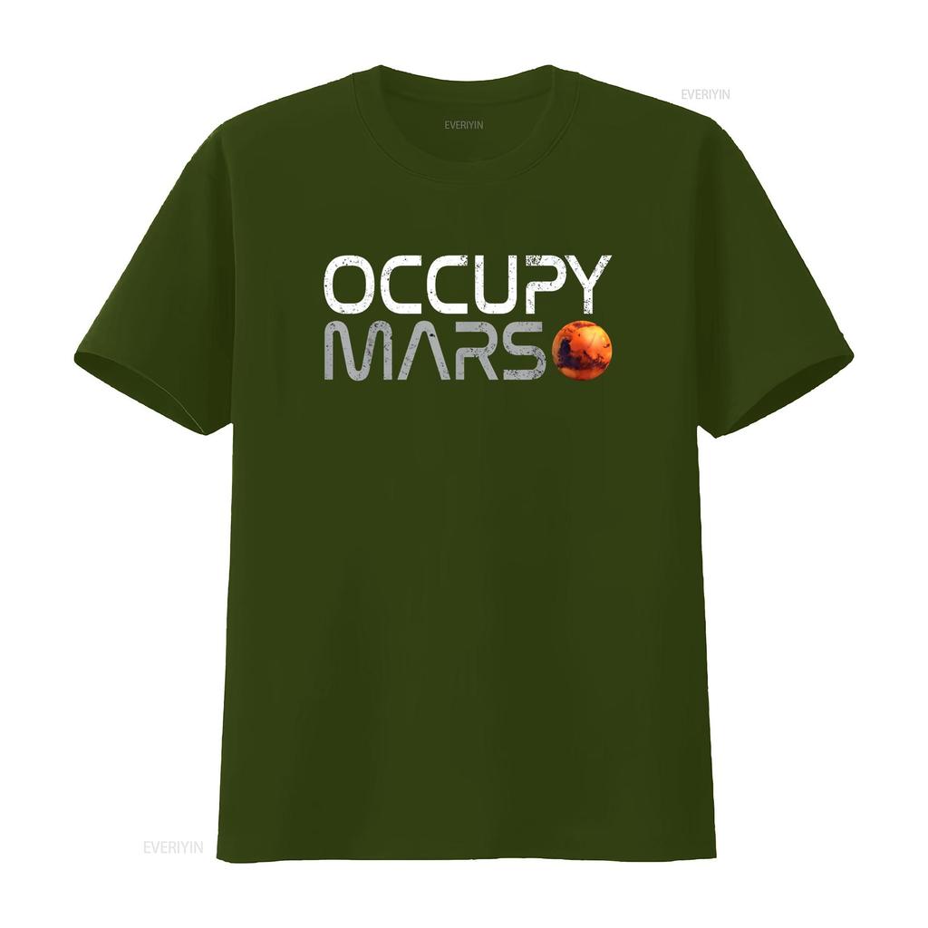 Occupy Mars T Shirt vintage Washed designer clothes streetwear Casual Stylish homme Slightly fashion Versatile Soft graphic
