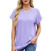 Damen S Einfarbig Rundhals Locker Kurzarm T-Shirt