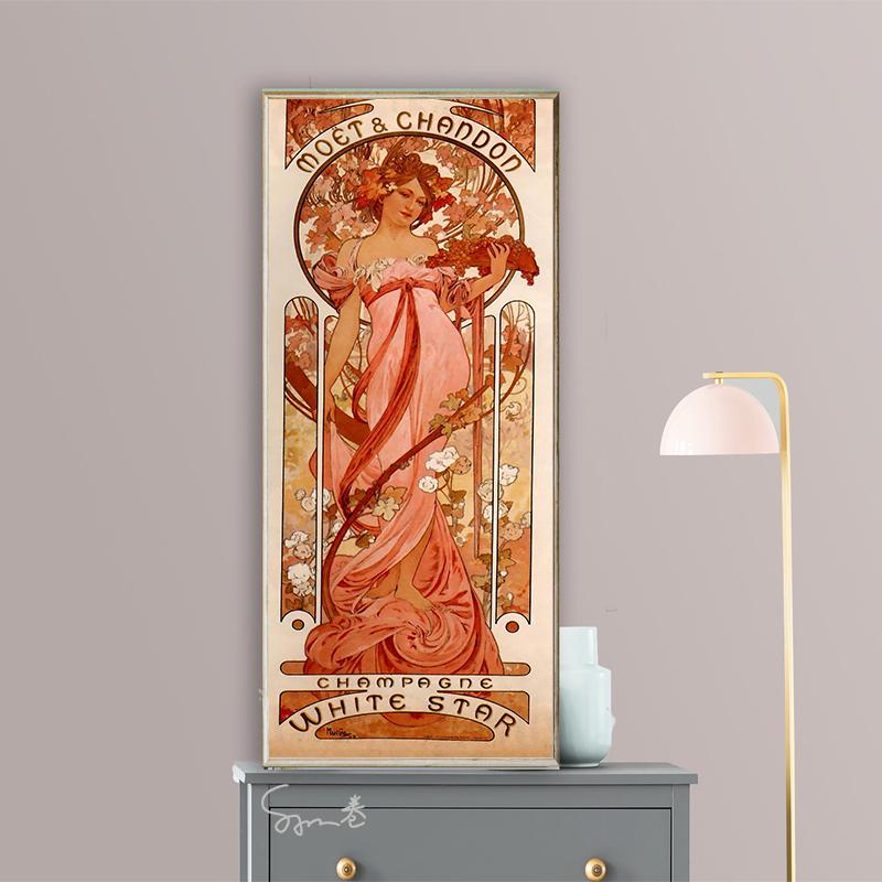 

Винтажная картина Альфонса Мухи, постер, печать на холсте, напитки, Настенный декор, декоративная работа, украшение для комнаты, домашнего бара, стены 30x90cm Unframed