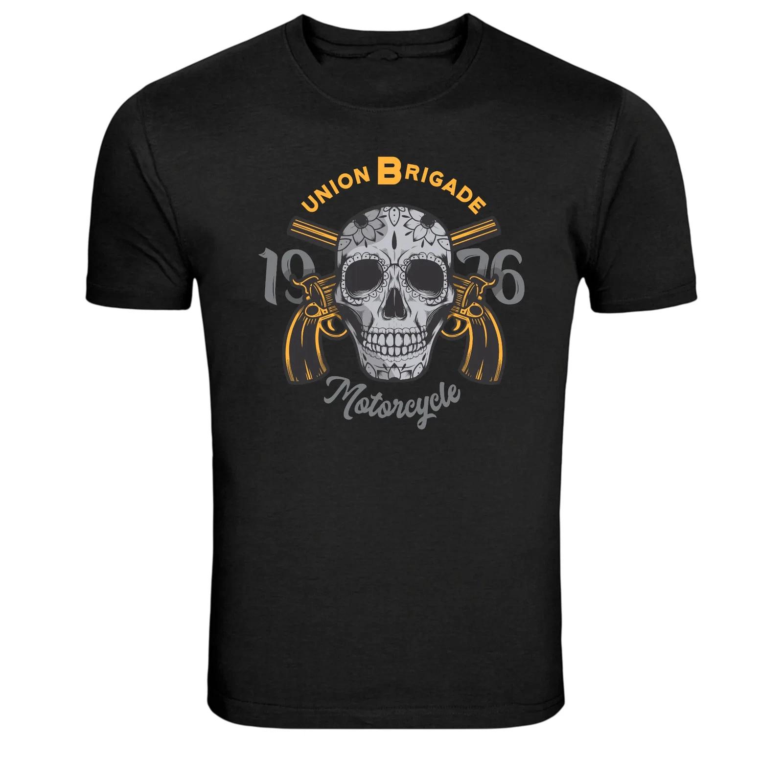Футболка с графическим принтом Union Brigade Skull Motorcycle 1976 4XL