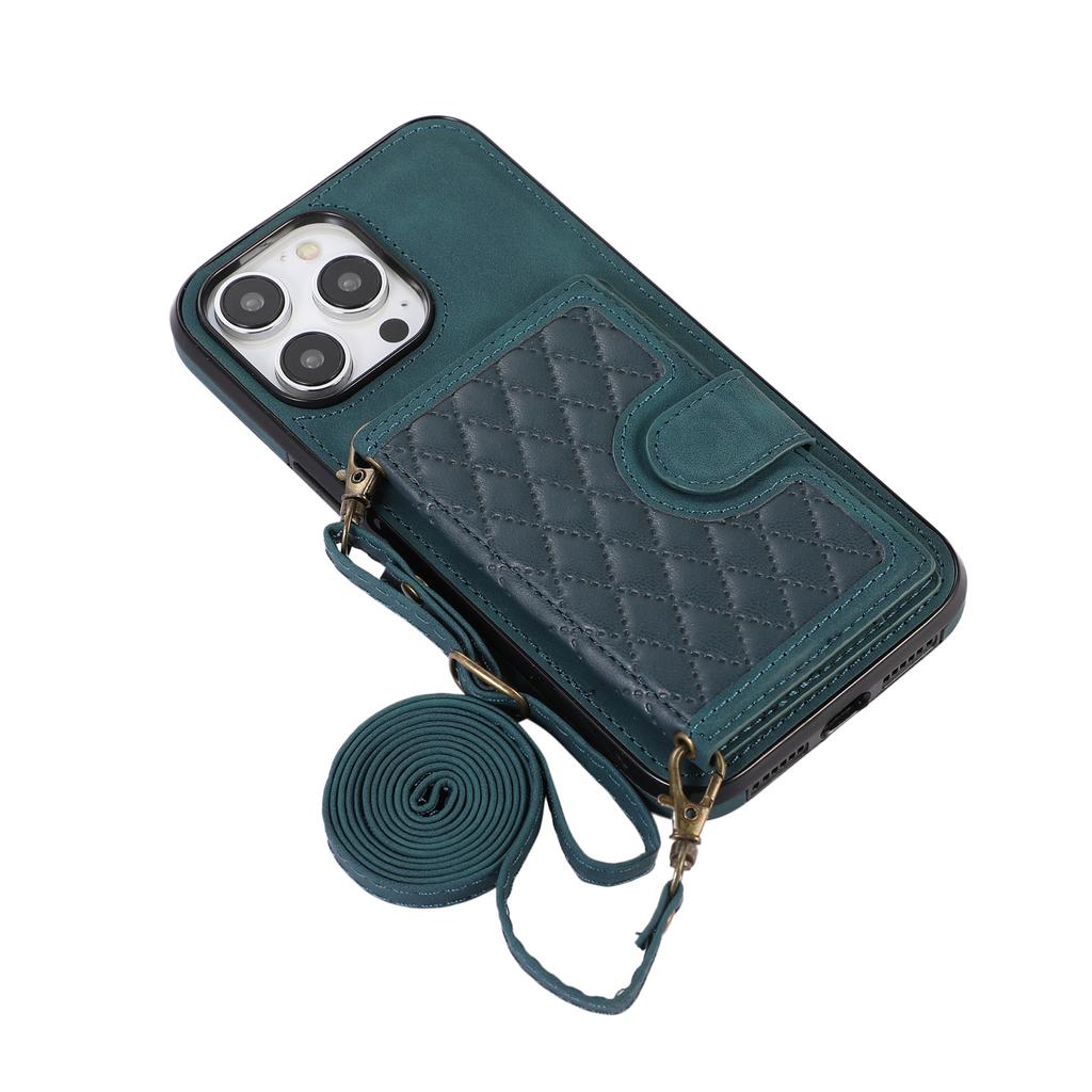 Applicable to iphone16 rhombus messenger card bag, mobile phone case, Samsung S25 wallet, mobile phone case, women's back strap case A56.