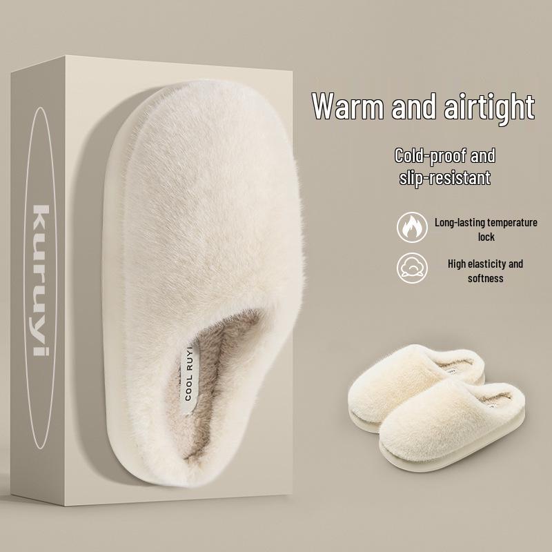 Women's Furry Cotton Slippers: Cozy, Velvet-Lined for Fall & Winter, Indoor/Outdoor, Also Available for Men