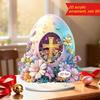 Easter Acrylic Desktop Ornament – Rabbit & Egg Design with Floral Cross Styles