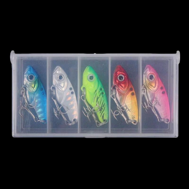 Ultra-Small Hard Bait Lead Fish Single Hook Set Five Boxes Metal Horse Mouth Three Hooks Blood Groove Sequins for Bass Trout