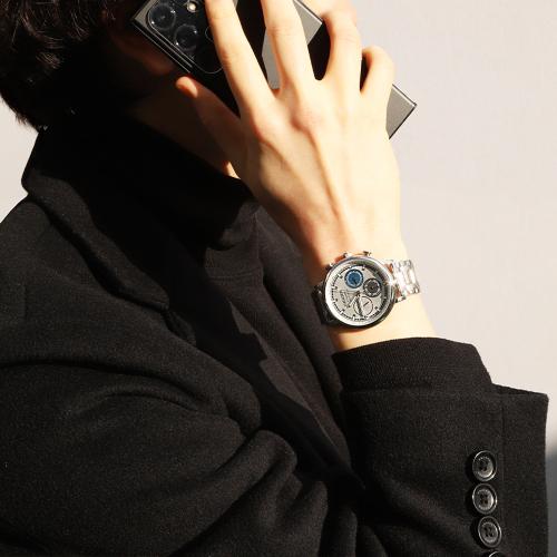 [GEIGER] Мужские многофункциональные металлические часы GEIGER разноцветные GE1269WS GE1269WS