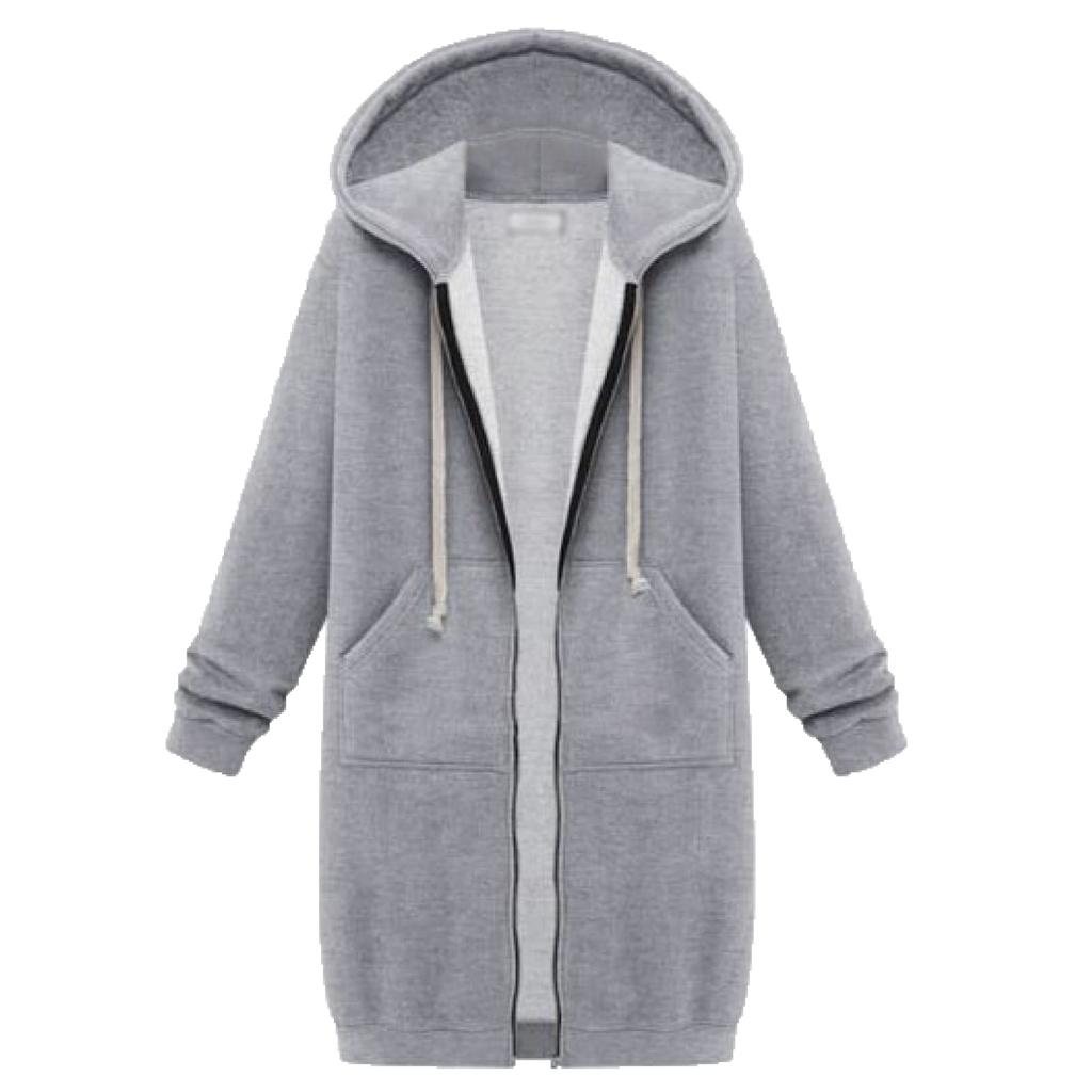 (RONGUI) Women's Long Hooded Pullover, Loose Fit, Sizes S, M, L, and XL (XL, Gray)