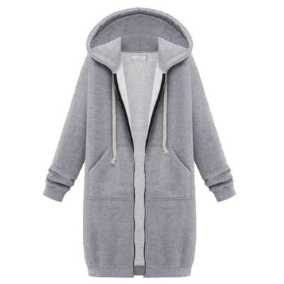 (RONGUI) Women's Long Hooded Pullover, Loose Fit, Sizes S, M, L, and XL (XL, Gray)