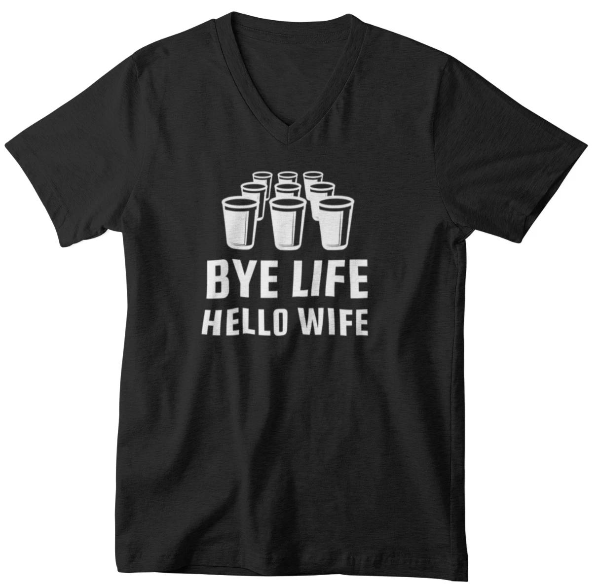 V-neck Hello Wife Shirt Wedding Groom To Be Bachelor Party Groomsmen Proposal 2XL