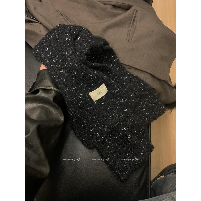 Women's Winter High End Scarf Versatile and Cute Blue Knitted Wool Neck Scarf Neck Protector Korean Style Student Trend
