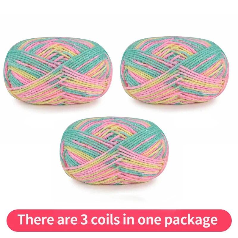 

3pcs 150g Colorful Dyed 5-strand Milk Cotton Yarn Handmade DIY Woven Baby Sweater Scarf Thread Self Woven Yarn Ball yarn crochet