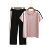 Mom's Summer Sports Suit, Middle-aged Short-sleeved T-shirt, Women's Fashionable Age-reducing Plus Size Summer Women's Ice Silk Two-piece Set
