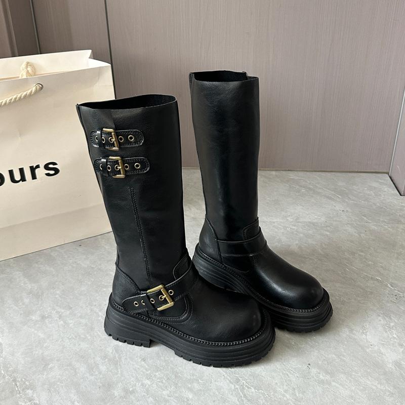 Коричневые ботинки Maillard Boots Женские 2025 Новые осенние ретро западные ковбойские ботинки на платформе высокие ботфорты 35
