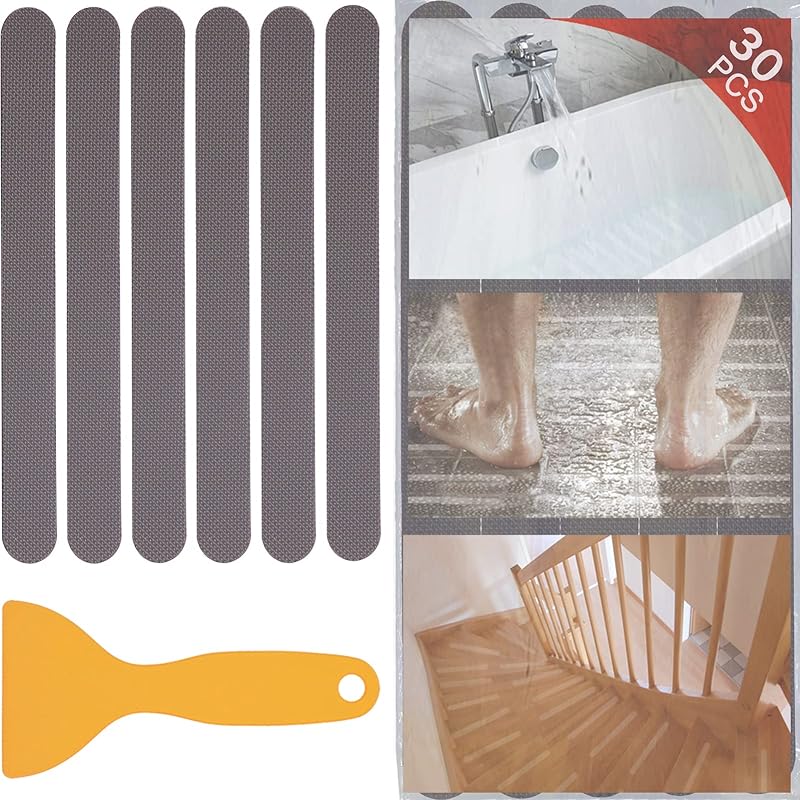 V-TOP 30 PCS Non Slip Shower Stickers, Safety Shower Non Slip Adhesive Strips Treads for Bathroom Floor Tub Stairs Ladders Pools Boats, Bathtub