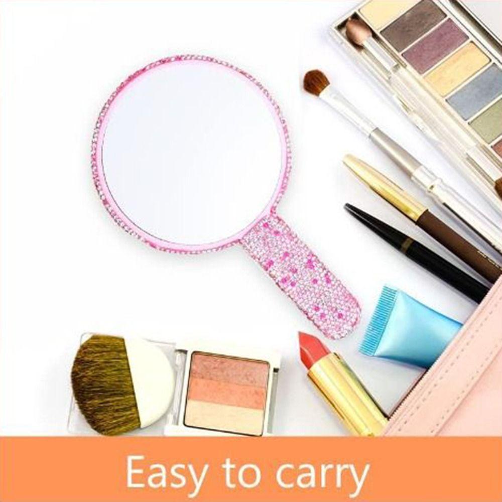 Quadratisch/Rund Liebesherz Spiegel Strass Hand Kosmetikspiegel Handspiegel Make-up Spiegel Weiblich