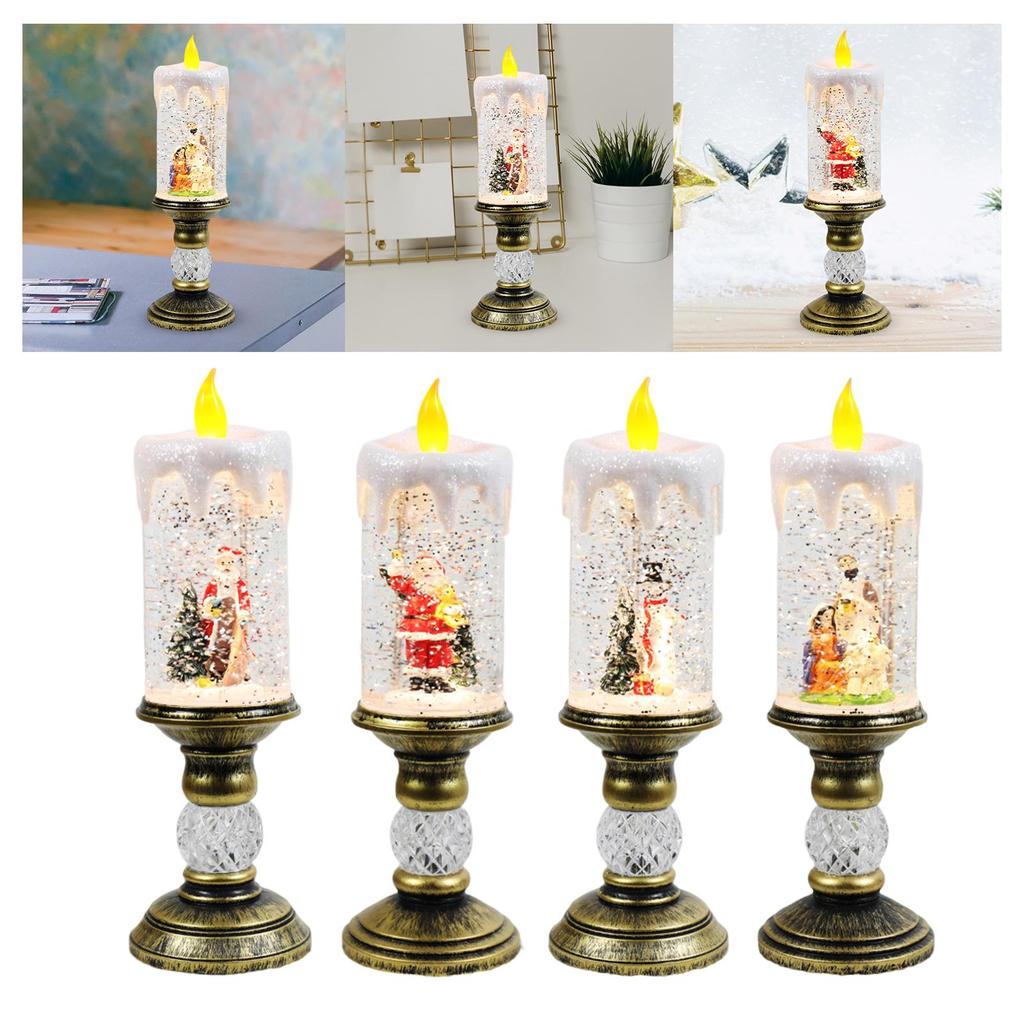 Christmas Music Box Candle Holder and Candle Shaped Night Light for Office Birthday Bedroom Table Centerpiece Party Accessories