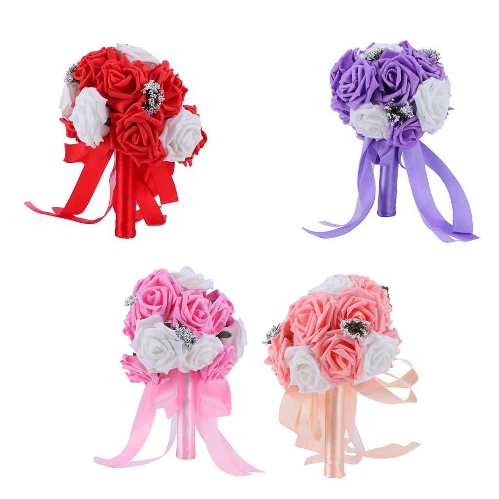 Bridal Bouquet PE Artificial Flowers Bunch for Wedding Stage Office Home Decoration