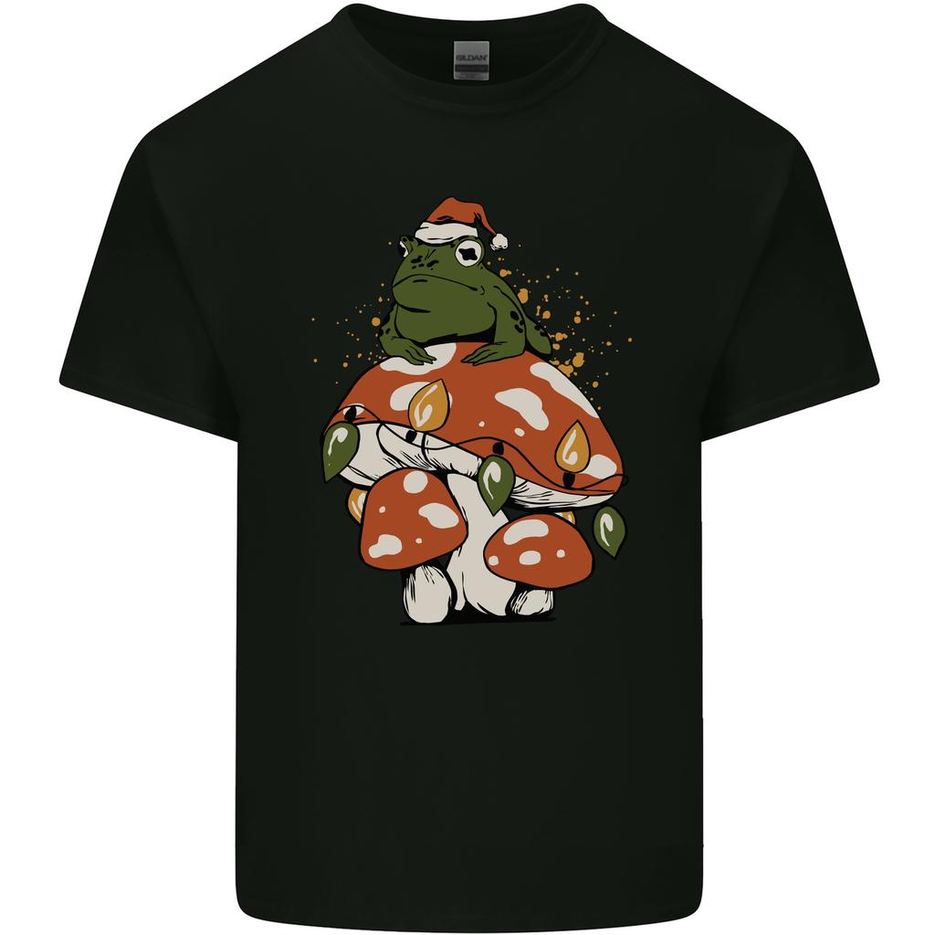 Christmas Frog Mushroom Xmas Mycology Foraging Unisexs Light Cotton TShirt