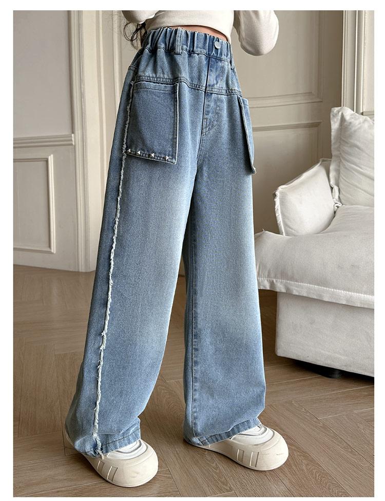 Girls' Spring Jeans 2026 New Mid to Large Korean Edition Wide Leg Pants Straight Leg Versatile Pants Stylish Outerwear Pants