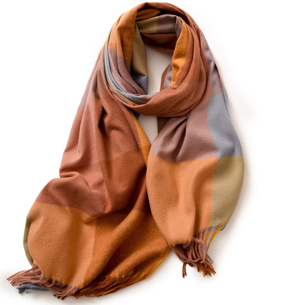 Plaid scarf women's autumn and winter imitation cashmere warm scarf office shawl with high-end scarf women's winter