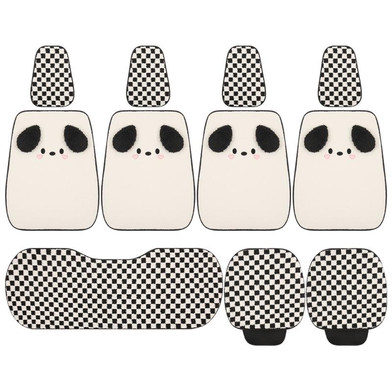 Cartoon Pochacco Grid Winter Plush Universal Car Seat Cushion Covers Skin Friendly Comfortable Puppy Design Car Accessories