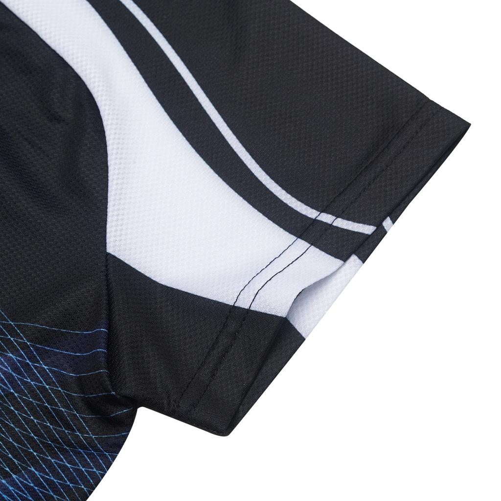 Li Ning Table Tennis Series Geometric Pattern Printed Logo Quick-Dry V-Neck Short Sleeve T-Shirt Women Tops Black AAYS238-3