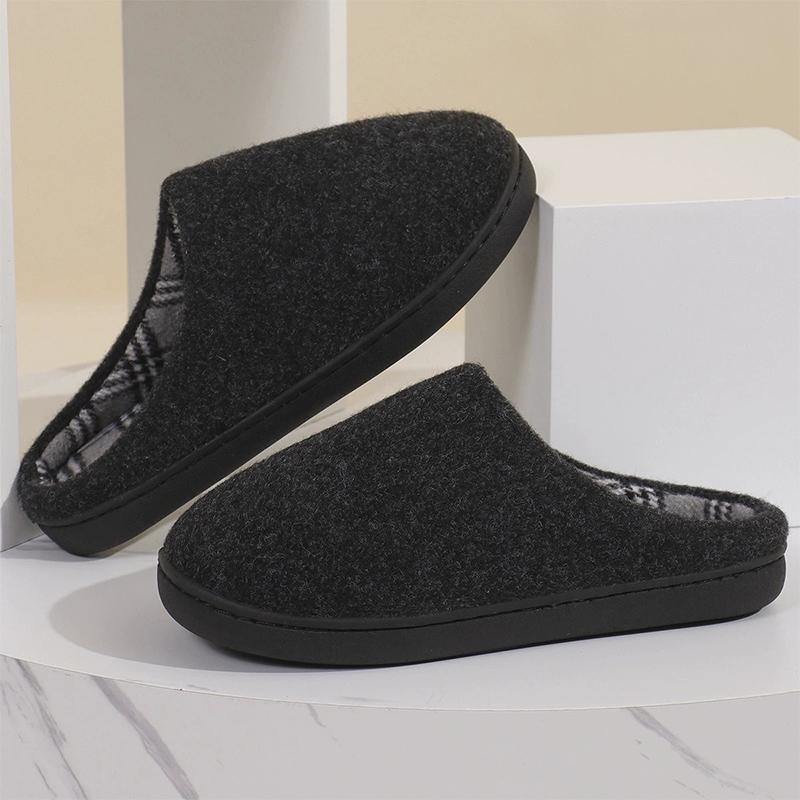 

Fashion Concise Non Slip Cotton Slippers Women Winter Indoor Thicken Warm Cotton Slippers Woman Solid Color House Plush Slides Female 44-45 чёрный