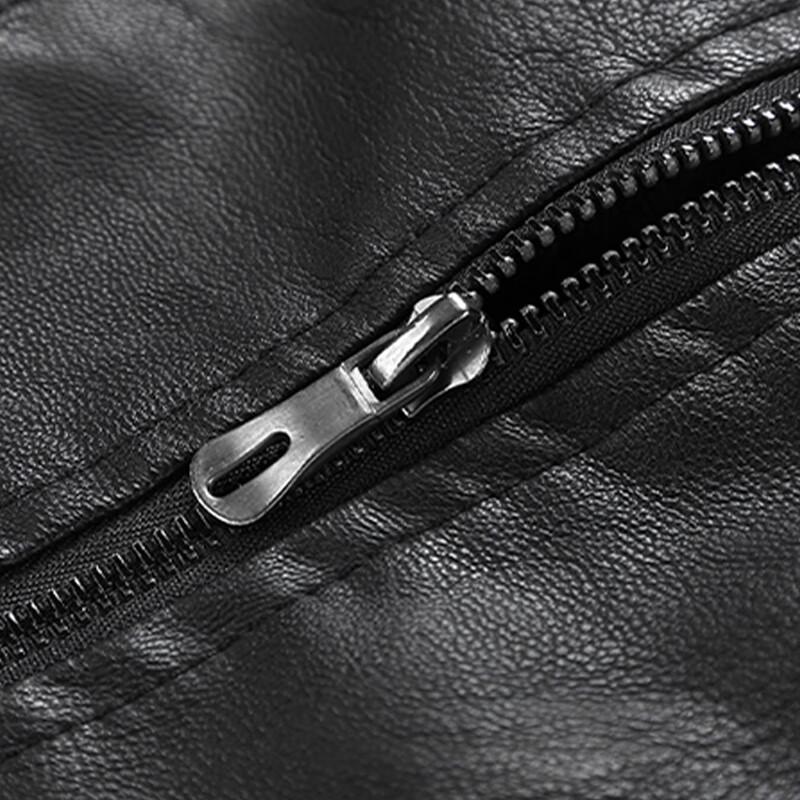 ROMON Men's Spring Autumn Faux Leather Lapel Jacket