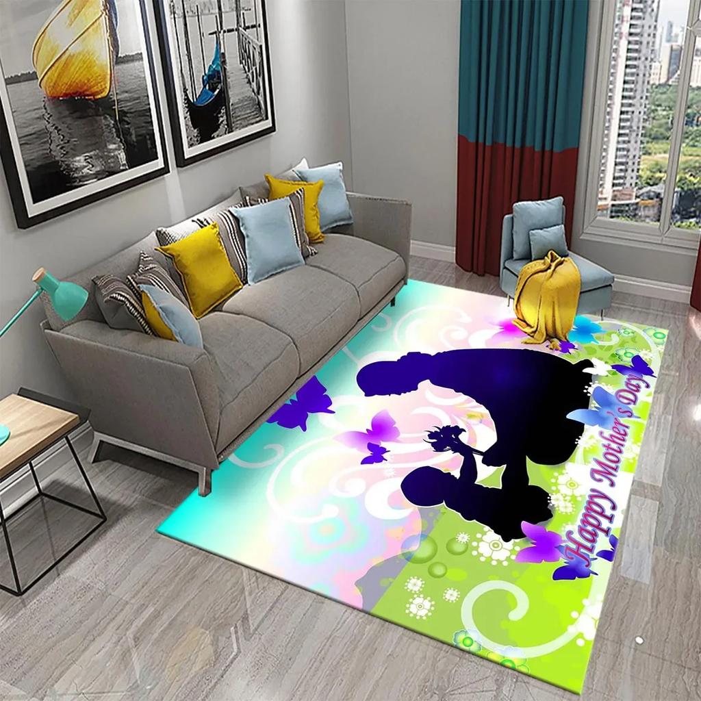 Mother's Day Happy Carpet Romantic Warm Rugs Living Room Bedroom Rug Heart Carpet Baby Girl Soft Play Floor Mat Kitchen Parlor