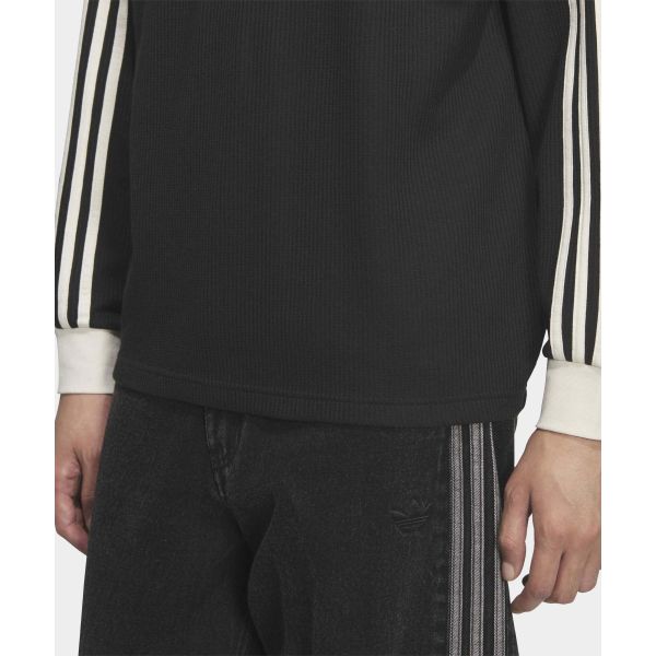 Adidas Originals Waffle Striped Long Sleeve Polo Shirt Unisex tops KQ6866