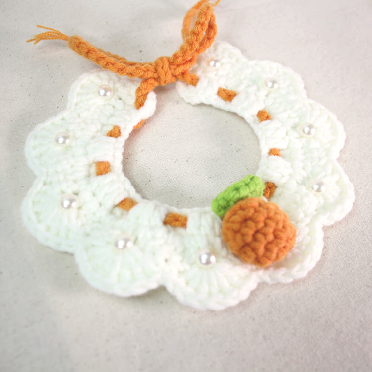 [KIMnyang_deng] Erfrischender Welpen-Katzenumhang aus gestrickter Spitze in Zitrusfrüchten