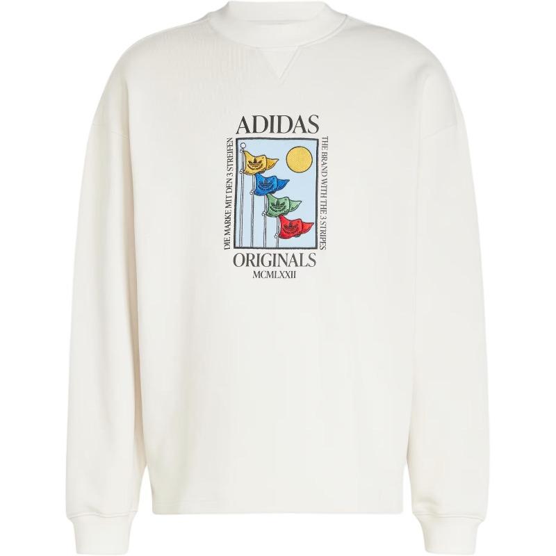 Свитшот adidas Originals с винтажным графическим принтом флага, цвет Off White, артикул IX6745 XL