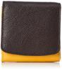 Peaks Peak Women's Bifold Wallet, Cowhide Leather, Two-Tone Color, Yellow and Brown