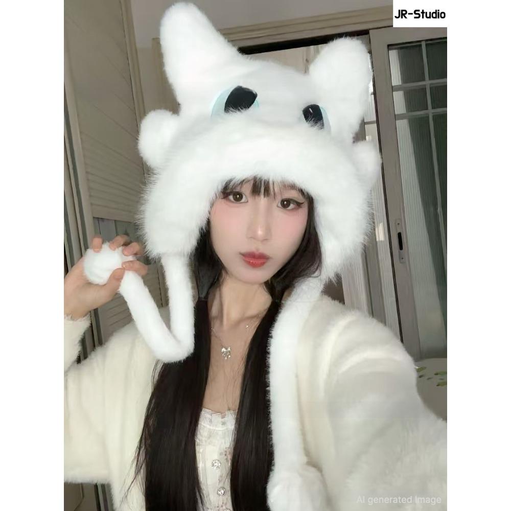 Winter Knit Trapper Hat Fleece Lined Thickened Earflap Beanie Windproof Warm Cold Weather Cap