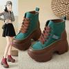 Fashion Women's Round Lace-up Boots High Quality Winter Shoes Mixed Color Short Barrel Thick Sole Recommended Larger