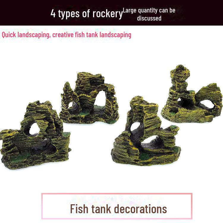 Retro Jiangnan Fish Tank Decoration: Yunhelou Cottage Rockery