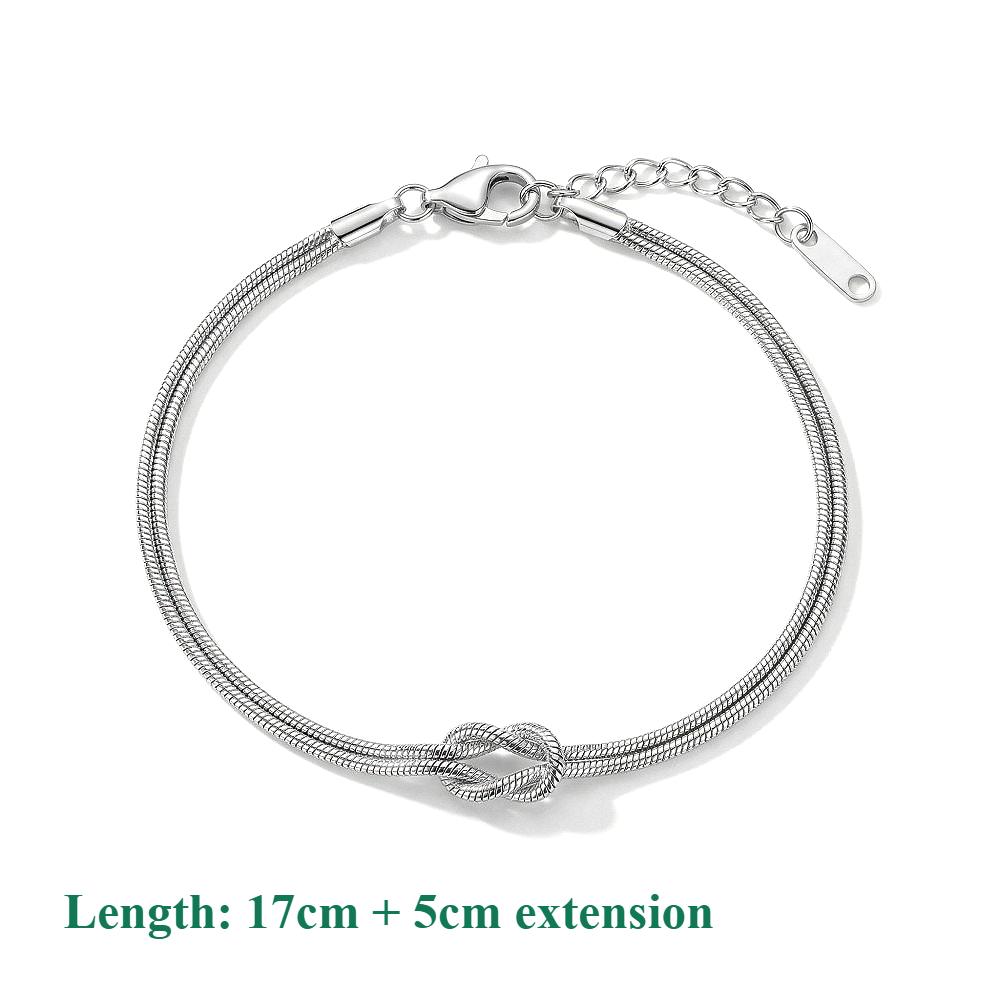 Infinity Love Knot Stainless Steel Bracelets Snake Chain Elegant Friendship Couples Bangles For Women Bridesmaid Jewelry Gifts