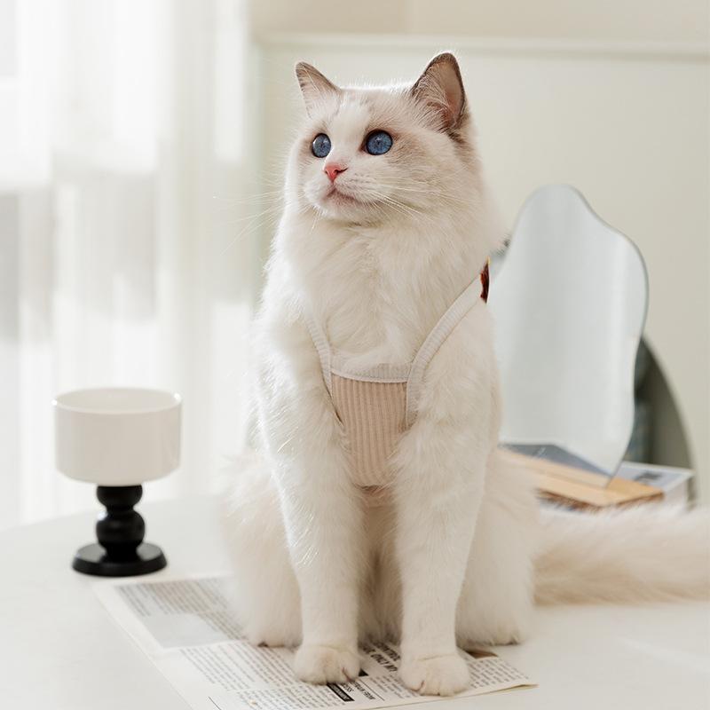 Cute embroidery suspenders spring and summer simple embroidery into kittens and dogs breathable two feet pet cat clothing cat clothes