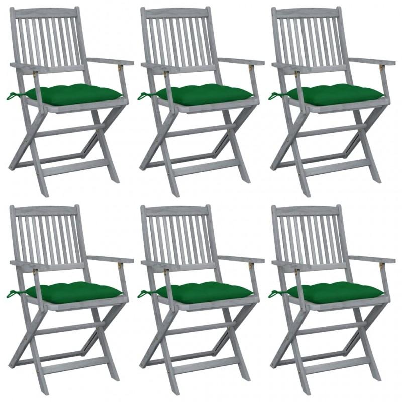 Day and Night - Day and Night Folding Garden Chairs 6 Units Cushions Solid Acacia Wood