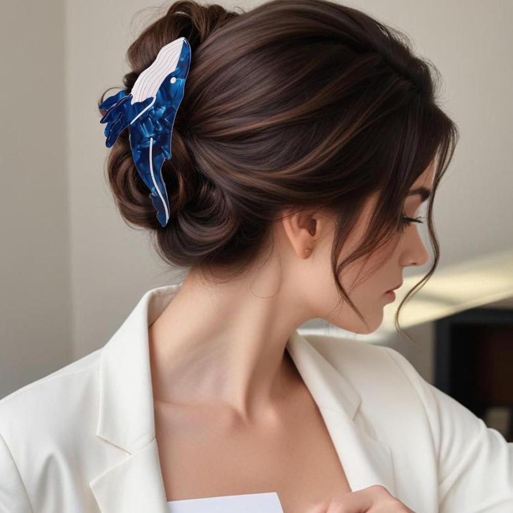 Non Slip Whale Hair Claw Cartoon Whale Shaped Hair Claw Cute Acetate Hair Clips Headwear