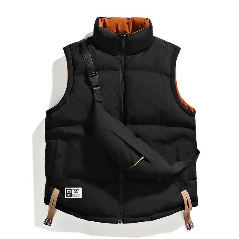 Cotton clothes men wear sleeveless vests on both sides, winter versatile warm jacket, stand-up collar casual cotton-padded clothes, trendy couples
