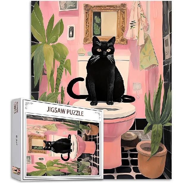 Adorable Pig in Bathtub Jigsaw Puzzle 1000 Pieces Puzzles for Adults, Farmhouse Animal Flowers Jigsaw Puzzles for Challenging Family Activity Games