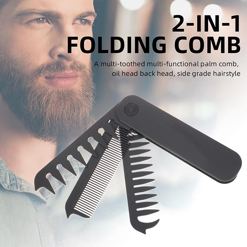 3 In 1 Pocket Folding Comb Wide Tooth Oil Head Comb Beard Combing Barber Hair Clipper Combs Hair Styling Tools
