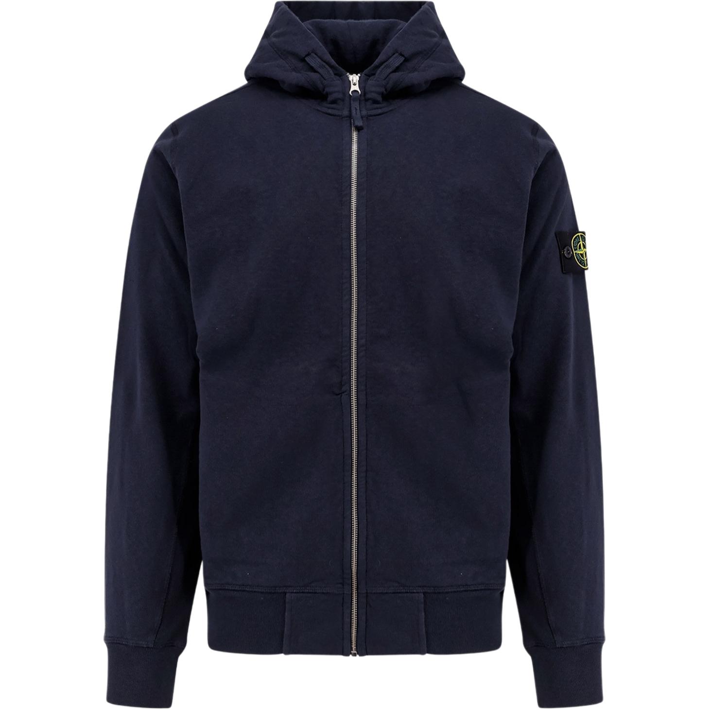 

Stone Island Solid Color Zip-Up Hooded Long Sleeve Sweatshirt Men sweatshirts Blue K1S156100021S0060-V0020 XL