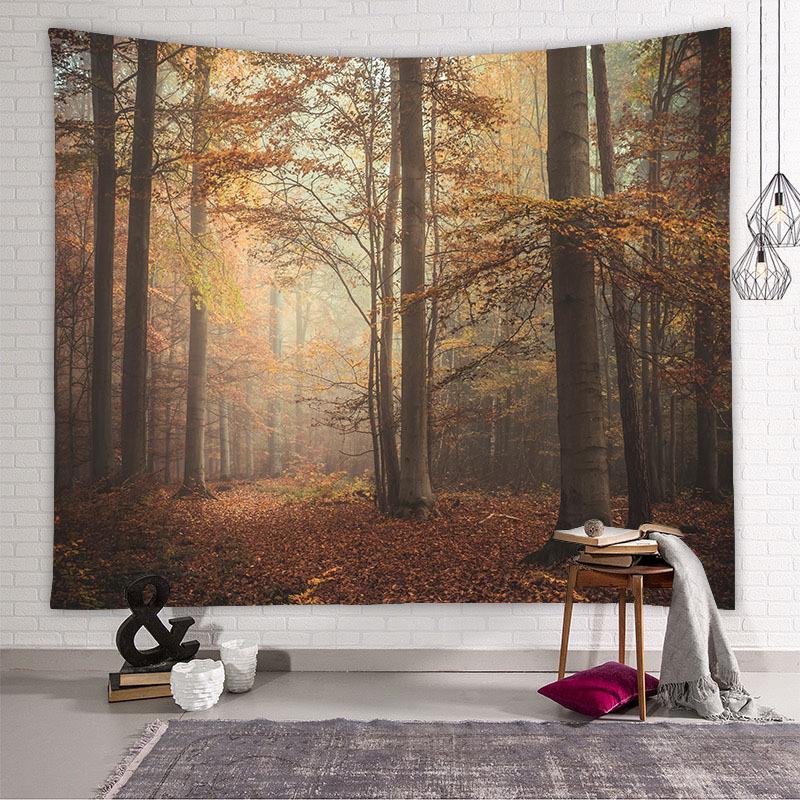 

Гобелен с лесным пейзажем, подвесная ткань, гобелен, украшение дома, спальня, фоновые обои 95*73
