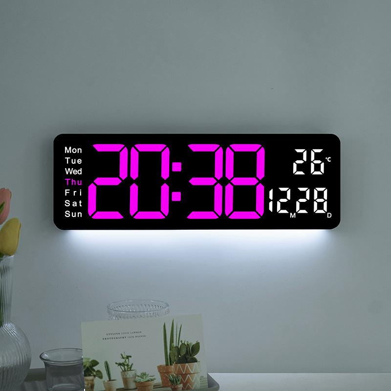 New Creative Wall Clock, Simple Large Screen Display, Living Room Clock, Characteristic Atmosphere Light, Multi-functional Clock