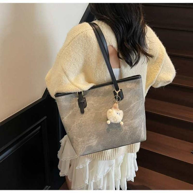 

High-end All-matching One-shoulder Large Bag Women s Trendy Casual Large-capacity Student Commuting Tote 36x11x26 single package чорний